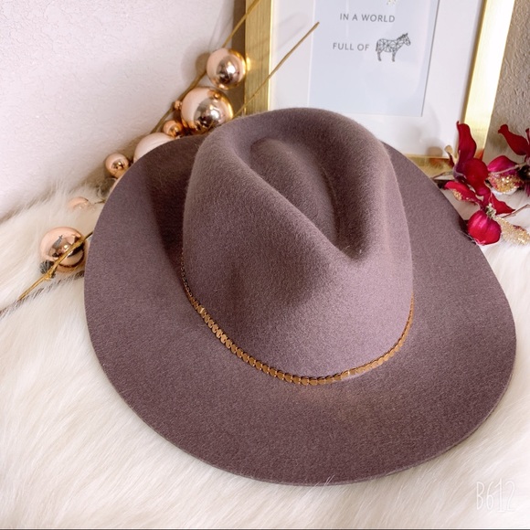a new day Accessories - Gorgeous Taupe Wool Hat w/ Rose Gold Trim